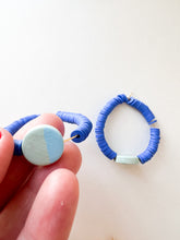 Load image into Gallery viewer, Azure Blue Hand Painted Color Block Hoops