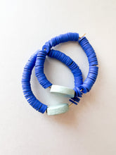 Load image into Gallery viewer, Azure Blue Hand Painted Color Block Hoops