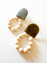 Load image into Gallery viewer, Gray Clay Post with White Wood Earrings