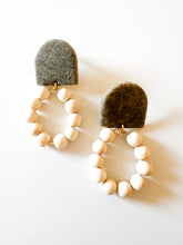 Load image into Gallery viewer, Gray Clay Post with White Wood Earrings