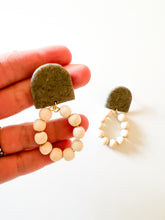 Load image into Gallery viewer, Gray Clay Post with White Wood Earrings