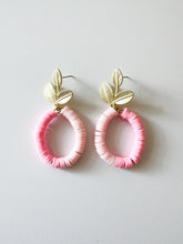 Load image into Gallery viewer, Gold and Pink Floral Color Block Earrings