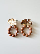 Load image into Gallery viewer, Brass Ginkgo and Rosewood Earrings