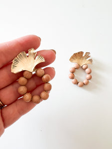 Brass Ginkgo and Rosewood Earrings