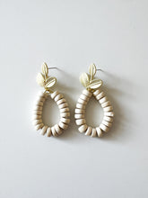 Load image into Gallery viewer, Gold Leaf with White Wood Earrings