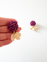 Load image into Gallery viewer, Plum Beaded Posts with Vintage Acrylic Earrings