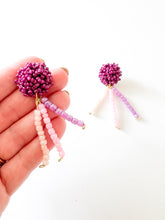 Load image into Gallery viewer, Plum Beaded Post with Pink Mix Earrings