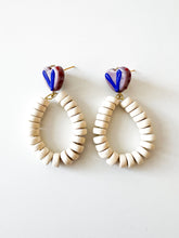 Load image into Gallery viewer, Lavender Glass Heart Post with White Wood Earrings