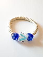 Load image into Gallery viewer, White Heart with Sea Glass and Wood Bracelet