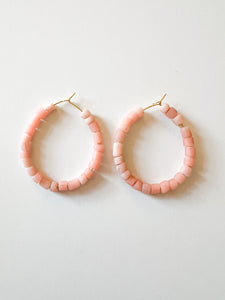 Ballet Pink Recycled Sea Glass Hoop Earrings
