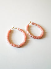 Load image into Gallery viewer, Ballet Pink Recycled Sea Glass Hoop Earrings
