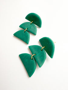 Emerald Triple Half Moon Post Earrings