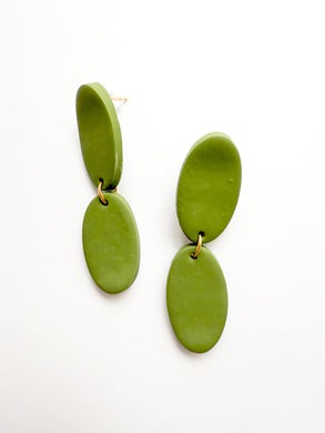 Olive Double Oval Clay Post Earrings