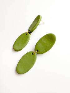 Olive Double Oval Clay Post Earrings