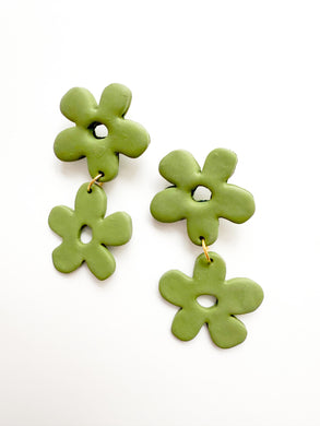 Olive Double Floral Post Earrings