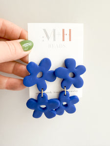 Royal Blue Double Floral Post Earrings