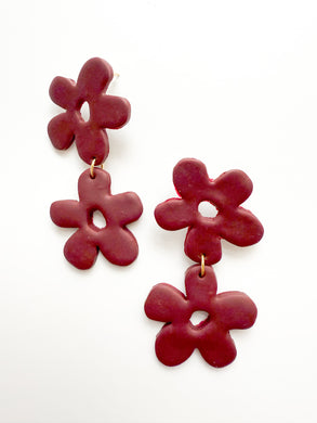 Cranberry Double Floral Post Earrings