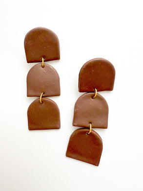 Triple Chocolate Clay Arch Post Earrings