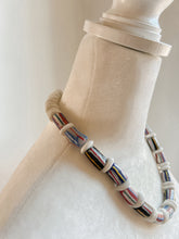 Load image into Gallery viewer, Striped Krobo Glass with White Discs Necklace