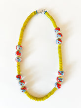 Load image into Gallery viewer, Lime Green Glass with Vintage Ceramic Necklace