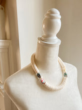 Load image into Gallery viewer, Recycled Ivory Vinyl and Floral Ceramic Necklace