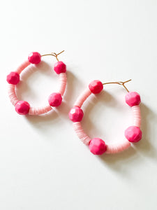 Flamingo Pink Clay and Faceted Hoops