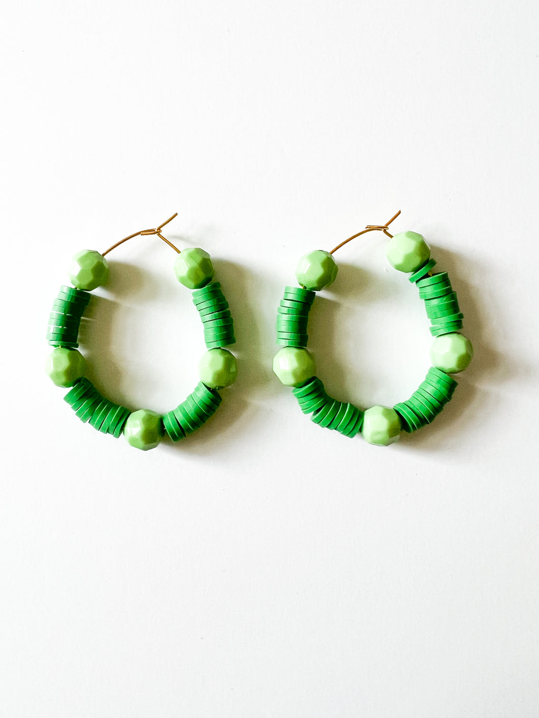 Grass Green Clay and Acrylic Hoops