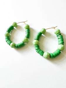 Grass Green Clay and Acrylic Hoops