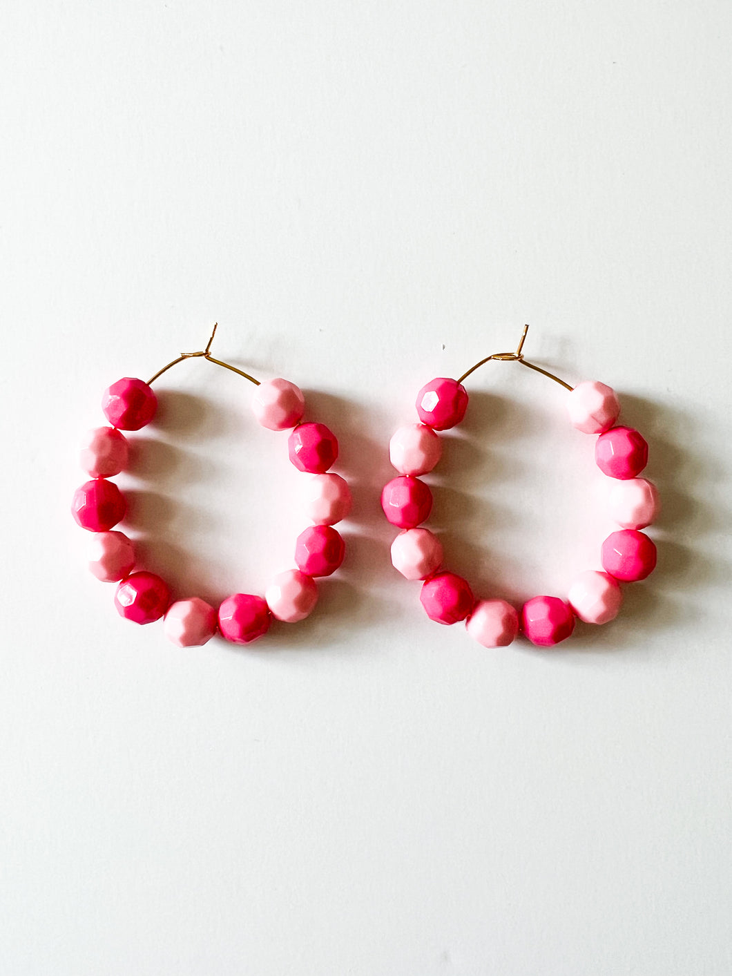 Mix of Pinks Faceted Hoops