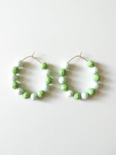 Load image into Gallery viewer, Lime and Aqua Faceted Hoops