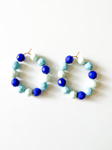 Mix of Blues Faceted Hoops