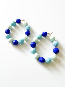 Mix of Blues Faceted Hoops