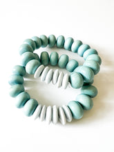 Load image into Gallery viewer, Turquoise Wood and Sea Glass Bracelet