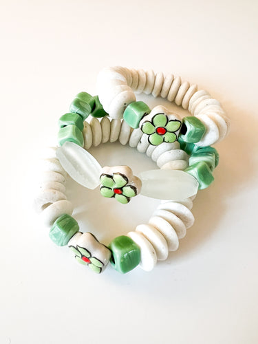 Green Floral Ceramic Bracelet