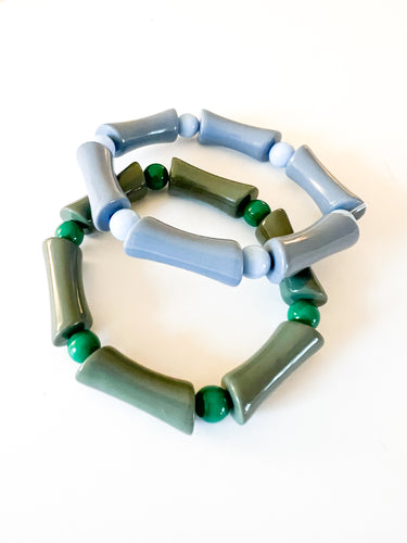 Smoky Blue and Army Green Acrylic Bracelet