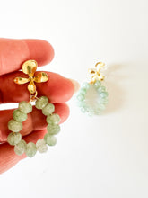 Load image into Gallery viewer, Floral Brass with Green Gemstones Earrings