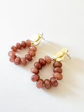 Load image into Gallery viewer, Floral Brass with Brown Gemstones Earrings