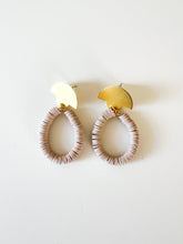 Load image into Gallery viewer, Half Moon Brass with Beige Clay Earrings