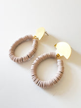 Load image into Gallery viewer, Half Moon Brass with Beige Clay Earrings