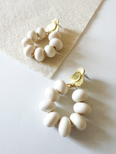 Load image into Gallery viewer, Brass Floral with White Wood Earrings