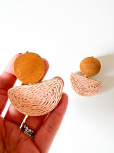 Load image into Gallery viewer, Ballet Pink Hand Painted Raffia Earrings