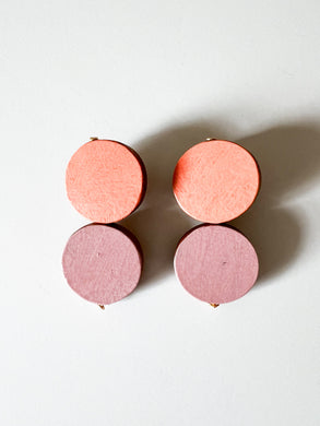 Mix of Pinks Hand Painted Round Wood Earrings