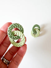 Load image into Gallery viewer, Mix of Greens Hand Painted Rattan Circle Earrings