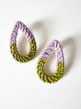 Load image into Gallery viewer, Lilac and Olive Color Block Painted Earrings
