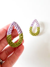 Load image into Gallery viewer, Lilac and Olive Color Block Painted Earrings