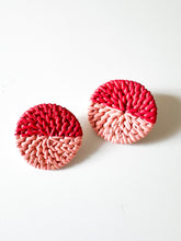 Load image into Gallery viewer, Pink Color Block Painted Rattan Earrings