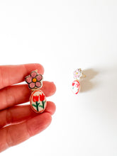 Load image into Gallery viewer, Ballet Pink and Coral Ceramic Stud Earrings