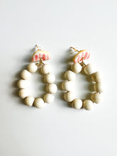 Load image into Gallery viewer, Strawberry Half Moon Ceramic Post and Wood Earrings