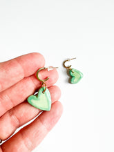 Load image into Gallery viewer, Key Lime Heart Ceramic Huggie Earrings