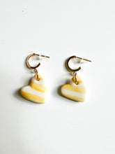 Load image into Gallery viewer, Sunny Yellow Heart Ceramic Huggie Earrings